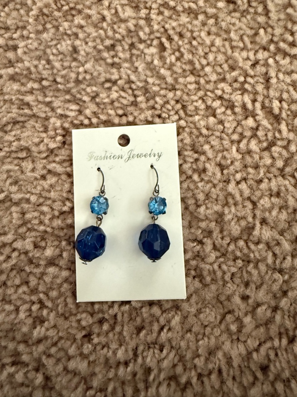 Fashion Jewelry Two-Tone Blue Crystal Drop Earrings